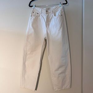 ZARA barrel leg white denim pants